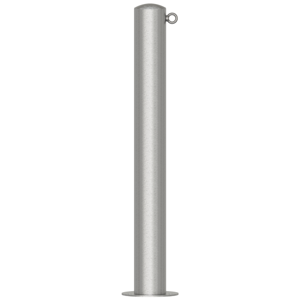 Stainless steel post |  102 mm | stationary, to be fixed by plugswith base plate  180 x 6 mm | without lock | with 1 eyelet